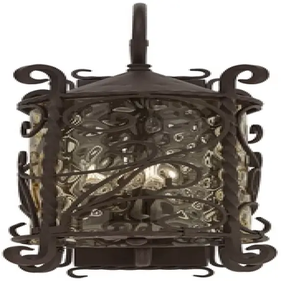 John Timberland Casa Seville Vintage Rustic Outdoor Wall Light Fixture Dark Walnut Scroll 23 3/4" Champagne Hammered Glass for Post Exterior Barn Deck image {4}