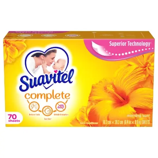 Suavitel Complete Scented Fabric Conditioner Dryer Sheets for Laundry - Morning Sun - 70 ct image {8}