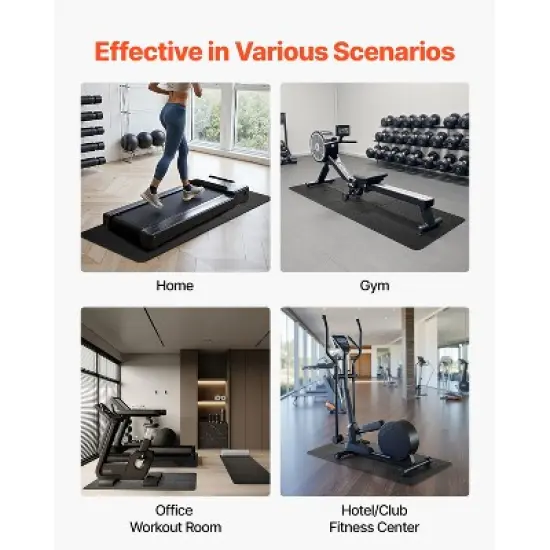 VEVOR Foldable Walking Pad Treadmill Mat, 1/4" Thick, 24" x 68" Exercise Equipment Mat, High Density PVC Floor Protector, Black image {6}