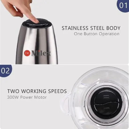 Milex Insta Chop Elite &ndash; 300W Turbo Food Processor with 4-Layer Stainless Steel Blades image {13}