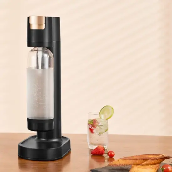 VEVOR Sparkling Water Maker, Soda Maker Machine for Home Carbonating, Seltzer Water Starter Kit with BPA free 1L PET Bottle, Compatible, Black image {1}