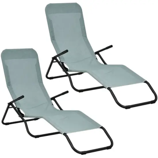 Tangkula 2 PCS Outdoor Chaise Lounge Folding Stacking Reclining Chairs image {8}