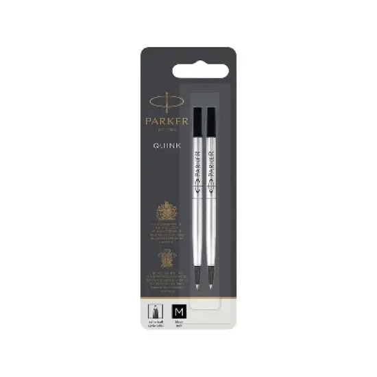 Parker Quink Rollerball Pen Refill Medium Tip Black Ink 2/Pack (1950325) image {1}