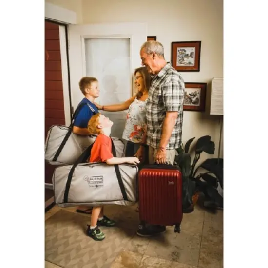 Disc-O-Bed Youth Kid-O-Bunk 62 x 28 Inch Portable Folding Bunked Double Camping Cot Bed with 2 Organizers and 2 Carry Bags, Navy Blue image {5}