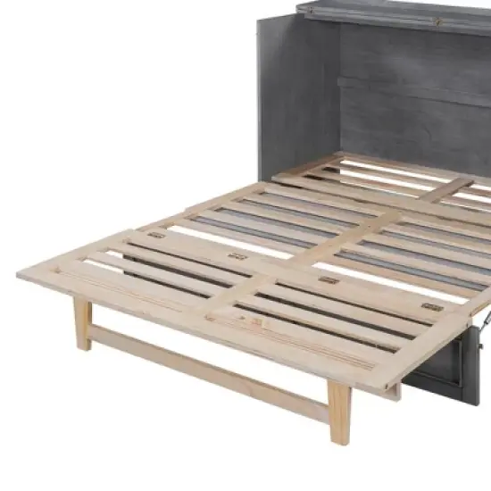 Queen/Full Size Wooden Murphy Bed Wall Bed with A Large Drawer and Charging Outlets 4S -ModernLuxe image {12}