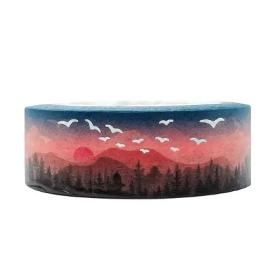 Wrapables Gold and Silver Foil Washi Masking Tape, Serene Dusk, 15mm x 10M image {4}