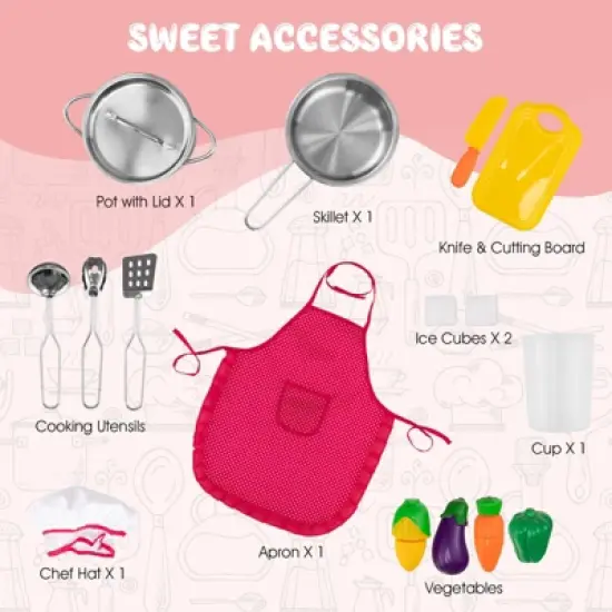 Costway Kids Corner Kitchen Play Set w/ Lifelike Sound & Sparkling Light Gift for Age 3+ image {7}