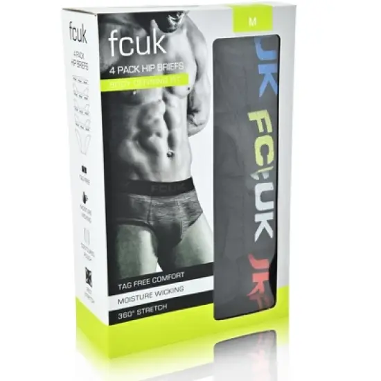 French Connection Men's 4 Pack 360 Stretch Hip Briefs - Premium Underwear for Men in Black (Colored Logo) Size: XX Large image {6}