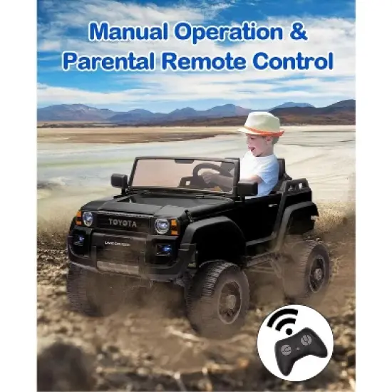 Toyota Licensed 24V Kids Ride-On Car, 2-Seater Electric Off-Road Truck with Parental Remote Control, Bluetooth Music, LED Lights, 4x550W Motors image {5}