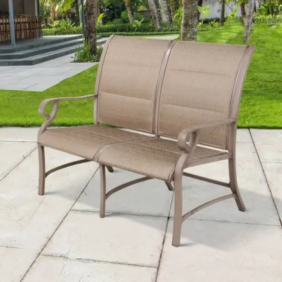 Aluminum Bench Chair with Streamlined Armrests for 2 Persons - Natural - WELLFOR image {11}