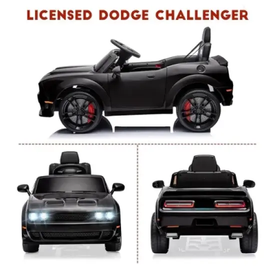 12V Ride on Car, Licensed Dodge Challenger Kids' Electric Car, Battery Powered Electric Vehicle with Remote Control image {4}