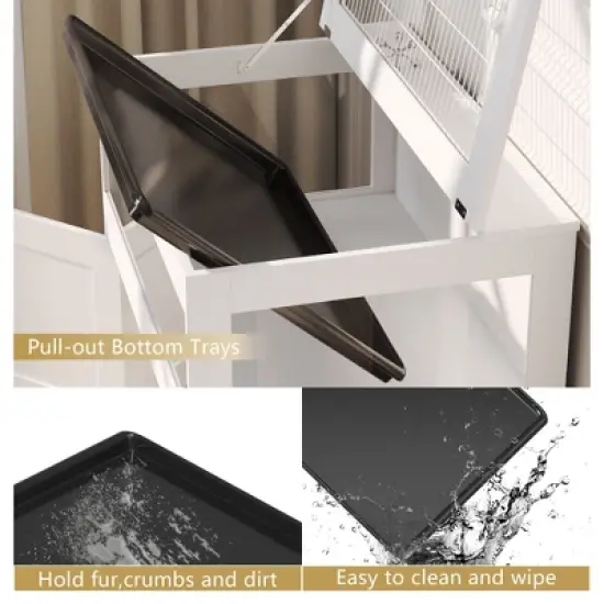 Famapy White Small Pet Cage Hamster Cage with a Pull-Out Tray and a Flip-Top Metal Mesh &ndash; Designed for Easy Cleaning and Convenient Feeding image {4}