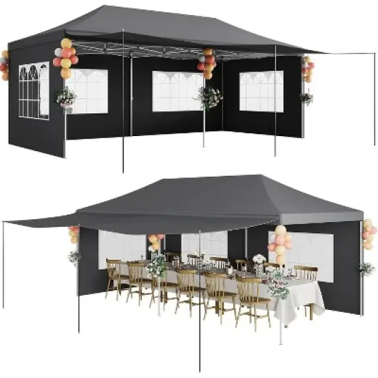 10x20 Pop Up Canopy Tent, Commercial Heavy Duty Canopy Tents with Roller Bag, Tents with 6 Removable Sidewalls, Upgraded Thickened Legs, 6 Sand Bags image {8}