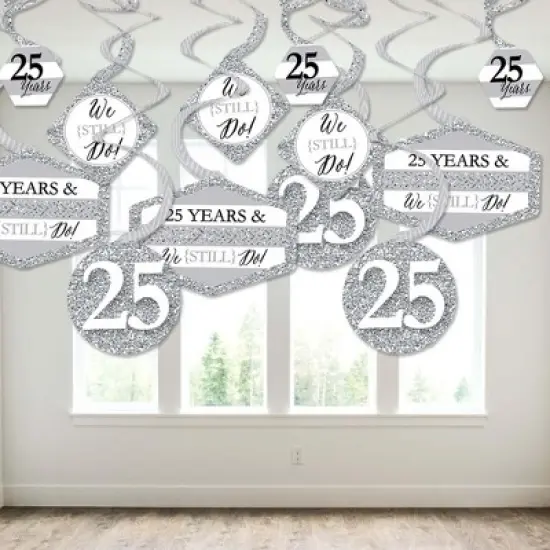 Big Dot of Happiness We Still Do - 25th Wedding Anniversary - Anniversary Party Hanging Decor - Party Decoration Swirls - Set of 40 image {2}