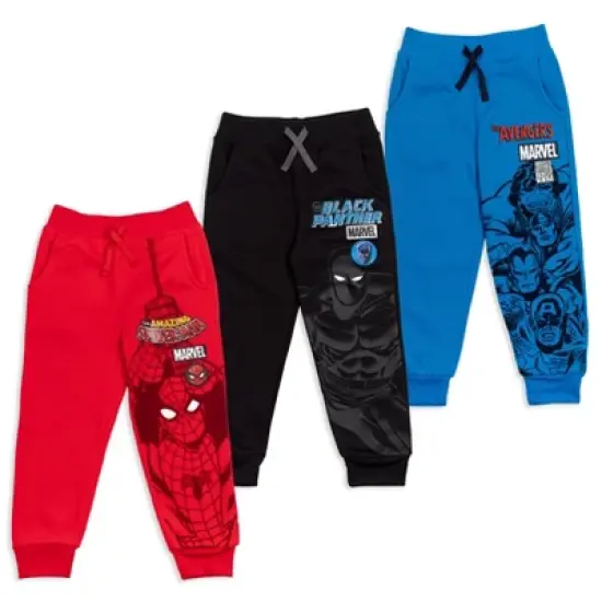 Marvel Avengers Spider-Man Venom Iron Man Thor Fleece 3 Pack Jogger Pants Toddler to Big Kid image {11}