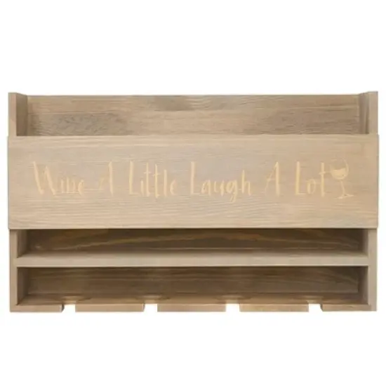 The Lakeside Collection Rustic Wall Mounted Wine Rack and Glass Holder image {3}