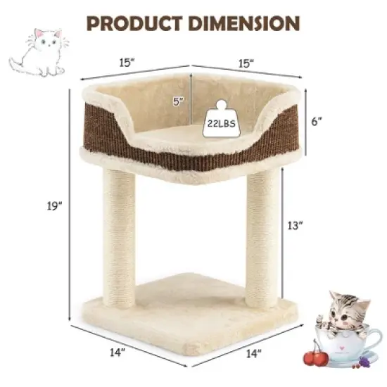 Tangkula Cat Tree Multi-Level Cat Tower w/ Scratching Posts & Large Plush Perch image {8}
