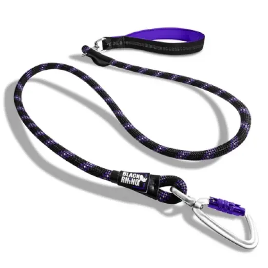 Black Rhino Dog Leash 5ft Long Double Handle w/ Reflective Lead - Aqua image {6}