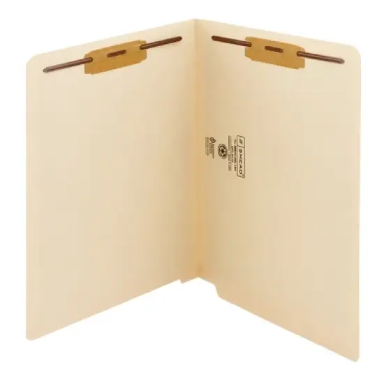 Smead End Tab Fastener File Folder, Shelf-Master  Reinforced Straight-Cut Tab, 2 Fasteners, Letter Size, Manila, 50 per Box (34115) image {12}