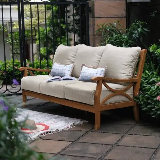 Abbington Teak Patio Sofa with Cushion - Cambridge Casual image {7}