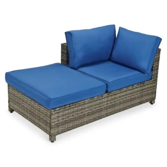 4pc Wicker Patio Sectional Seating Set - Blue - EDYO LIVING image {3}