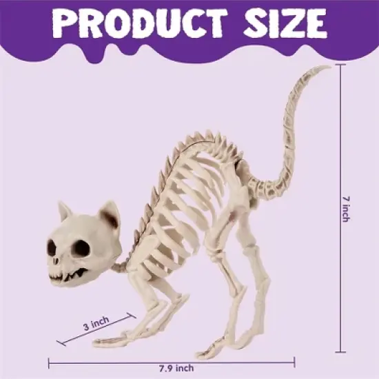 Joyfy 2 PCS Halloween Poseable Animal Cats Skeleton Decor, Cats Plastic Bones with Posable Joints for Graveyard Party Prop Decor(7 * 7.9 * 3 inches) image {3}
