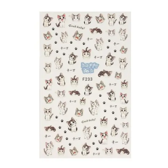 Wrapables 3 Sheets Love for Cats Nail Art Kitty Cat Nail Stickers image {3}