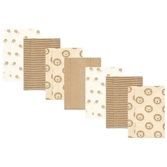 Hudson Baby Cotton Flannel Burp Cloths, Brave Lion 7-Pack, One Size image {6}