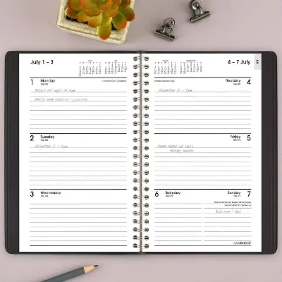 Cambridge Hometown 2024-25 Weekly/Monthly Planner 8.375"x9.375" Black: Twin-Wire Binding, Acid-Free Paper, Adult Agenda image {4}
