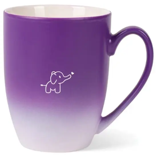 Elanze Designs 12 Ounce Ceramic Decorative Laser Engraved Giftable Novelty Tea Coffee Cup Mug Purple and White Baby Elephant Heart image {4}