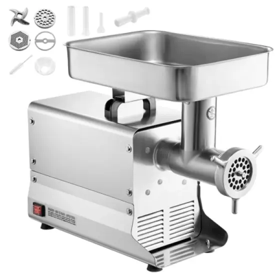 VEVOR Meat Grinder, 21 Lbs/Min Capacity Electric Meat Grinders with Blade, Grinding Plate, Sausage Maker, Stainless Steel Commercial Meat Mincer image {8}