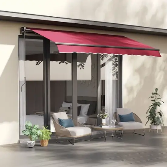 PAGED Awning Retractable Awning with Manual Crank Handle for Deck, Balcony, Garden image {4}