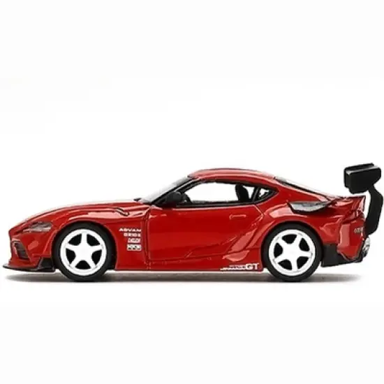 Toyota GR Supra "HKS" Renaissance Red w/Carbon Accents & White Wheels Ltd Ed 1/64 Diecast Model Car by True Scale Miniatures image {1}