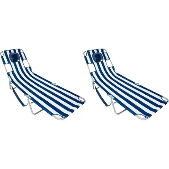 Ostrich Chaise Lounge Folding Portable Sunbathing Poolside Beach Chair (2 Pack) image {9}