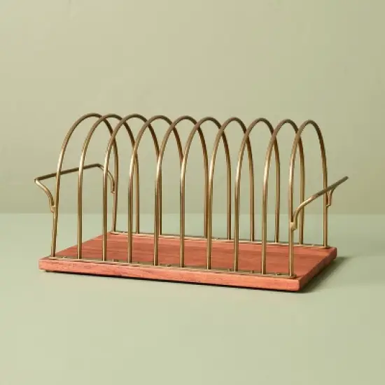 Vinyl Storage Solution Wood/Brass - Hearth & Hand&trade; with Magnolia image {2}