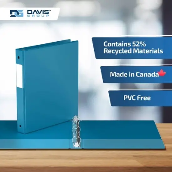 Premium Economy 1" Round Ring Binder 6pk Turquoise Blue: Davis Group, 1in Hard Cover, 200 Sheet Capacity, 2 Pockets image {6}