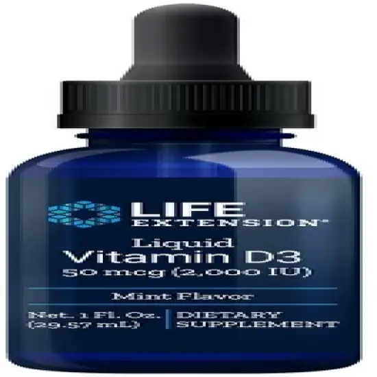 Liquid Vitamin D 3 2000 IU Mint Flavor by Life Extension  -  1 fl oz Liquid image {2}