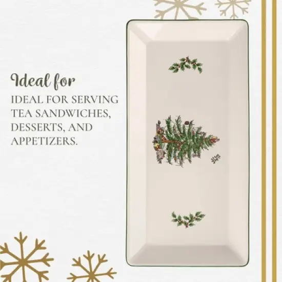 Spode Christmas Tree 14-Inch Rectangular Sandwich Tray, Porcelain Serving Platter - Tableware with Festive Charm, Dishwasher, Microwave, Freezer Safe image {3}
