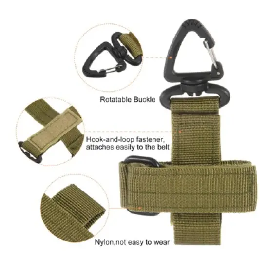 Unique Bargains Glove Holder Set 3Pcs Nylon Webbing 360 Degree Revolve Buckle with Key Clip for Belt Black Green Khaki image {3}