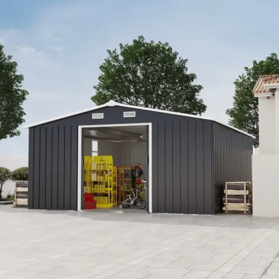 10*12ft 0.25mm color steel plate, surface protective film,Two daylight Windows, two colors can be freely selected storage sheds image {10}