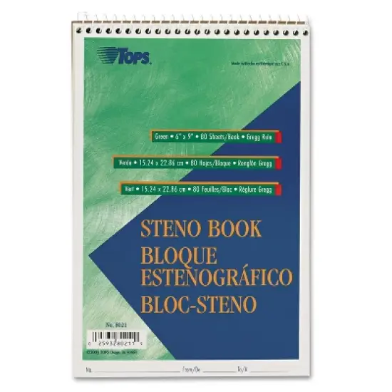 TOPS Gregg Steno Books 6 x 9 Green Tint 80 Sheet Pad 8021 image {8}