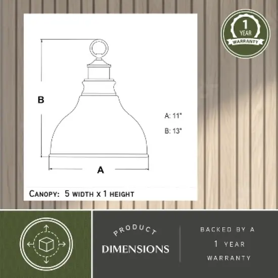 VAXCEL Delano 1 Light Bronze Gold Farmhouse Outdoor Barn Dome Pendant image {5}