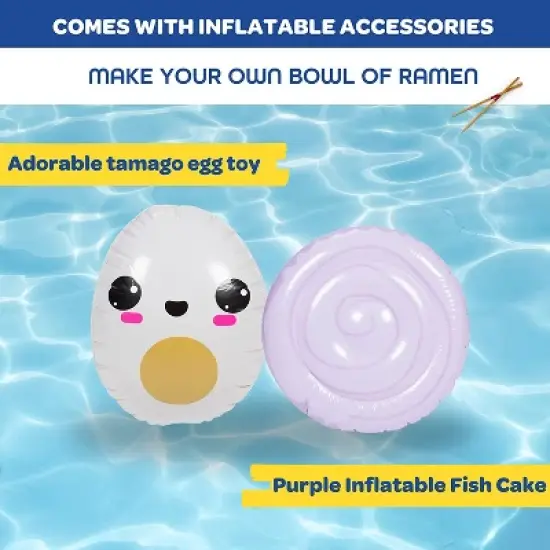SCS Direct Aquamazing Large Inflatable Kiddie Pool - Cute Ramen Bowl Theme w Play Pillow Floats & Accessories -Measures 67" x 26" Family Sized image {4}