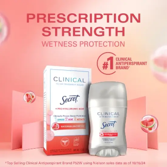 Secret Clinical Strength Invisible Solid Antiperspirant & Deodorant - Watermelon Fizz - 1.6oz image {6}