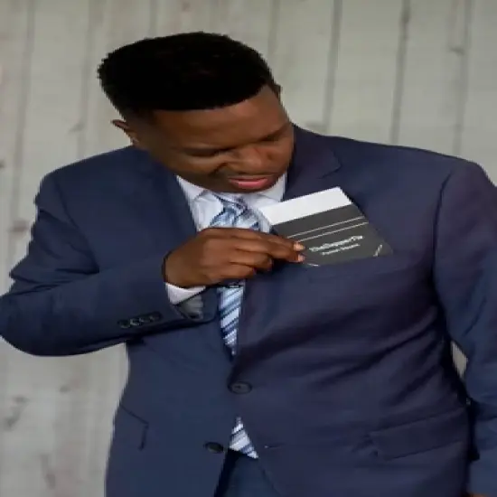 TheDapperTie - Men's Cotton Textured Flat Pre Folded Pocket Square on Card image {3}