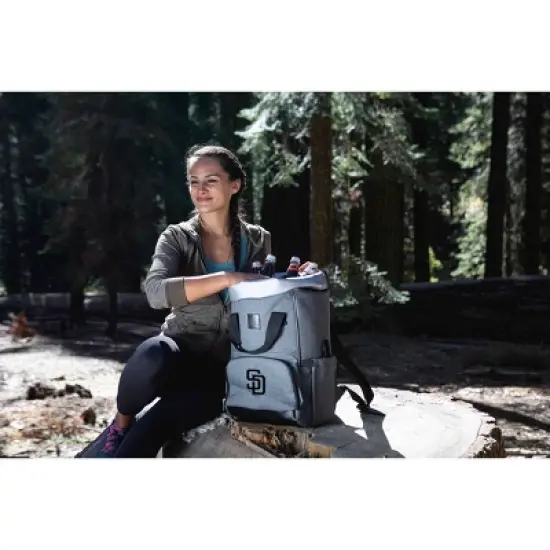 MLB San Diego Padres On The Go Roll-Top Cooler Backpack - Heathered Gray image {7}
