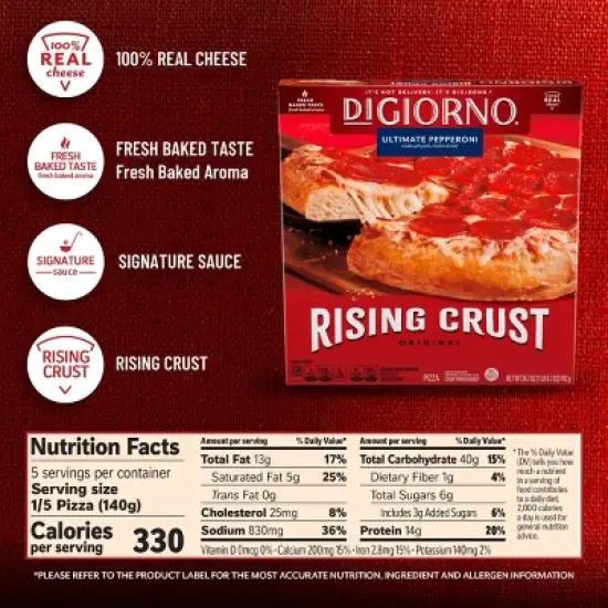 DiGiorno Rising Crust Pepperoni Frozen Pizza - 24.7oz image {5}