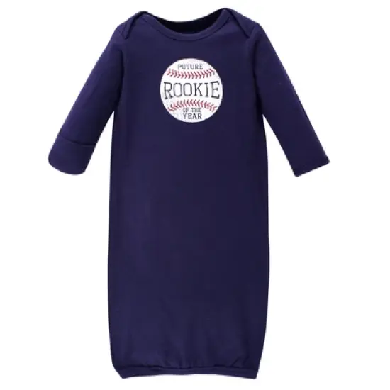 Hudson Baby Infant Boy Cotton Gowns, Baseball, Preemie/Newborn image {4}