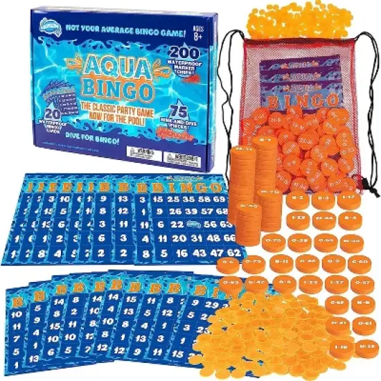 Aqua Pool Bingo Diving Game for Adults & Kids - Dive for & Call 75 Sinking Numbers, Fill Your Card To Win - Swimming Party Fun image {4}
