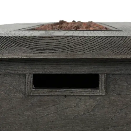 Anchorage Outdoor 50000 BTU Light Weight Concrete Rectangular Fire Pit Wood Pattern Gray - Christopher Knight Home image {1}